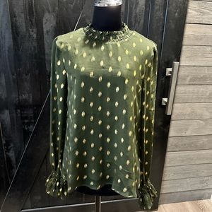 Endless rose, long sleeve, green and gold blouse in good condition size small